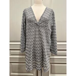 J Valdi Chevron Beach Pool Cover up Black White Mesh Size Medium